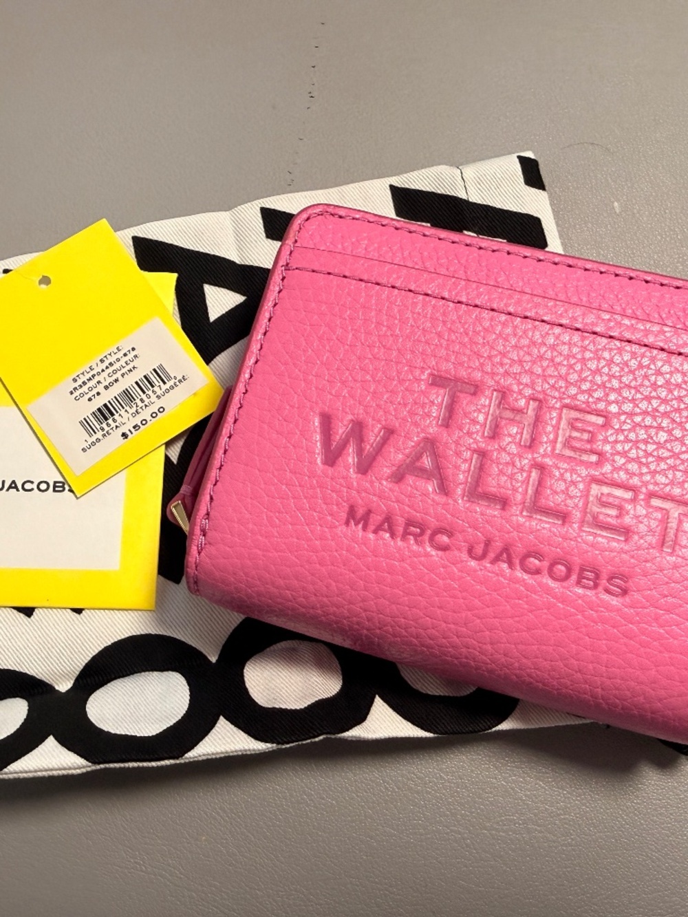NWT Marc Jacobs The Leather Mini Compact Wallet Bow Pink